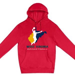 West Virginia Basketball Souvenir State Silhouette Art Gift Premium Pullover Hoodie