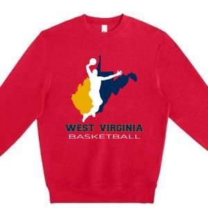 West Virginia Basketball Souvenir State Silhouette Art Gift Premium Crewneck Sweatshirt