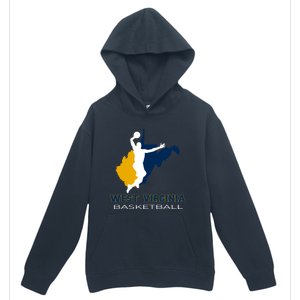 West Virginia Basketball Souvenir State Silhouette Art Gift Urban Pullover Hoodie