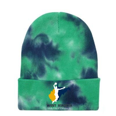 West Virginia Basketball Souvenir State Silhouette Art Gift Tie Dye 12in Knit Beanie