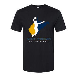 West Virginia Basketball Souvenir State Silhouette Art Gift Softstyle CVC T-Shirt