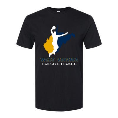 West Virginia Basketball Souvenir State Silhouette Art Gift Softstyle® CVC T-Shirt