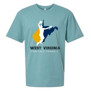 West Virginia Basketball Souvenir State Silhouette Art Gift Sueded Cloud Jersey T-Shirt