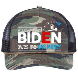 Whoever Voted Biden Owes Me Gas Money Retro Rope Trucker Hat Cap