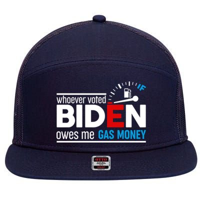 Whoever Voted Biden Owes Me Gas Money 7 Panel Mesh Trucker Snapback Hat