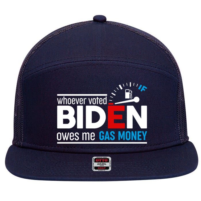 Whoever Voted Biden Owes Me Gas Money 7 Panel Mesh Trucker Snapback Hat