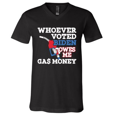 Whoever Voted Biden Owes Me Gas Money V-Neck T-Shirt