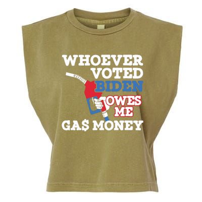 Whoever Voted Biden Owes Me Gas Money Garment-Dyed Women's Muscle Tee