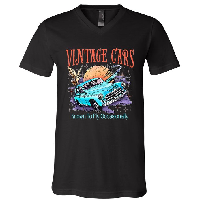 WeasleyS Vintage Cars Known To Fly Occasionally Quote V-Neck T-Shirt