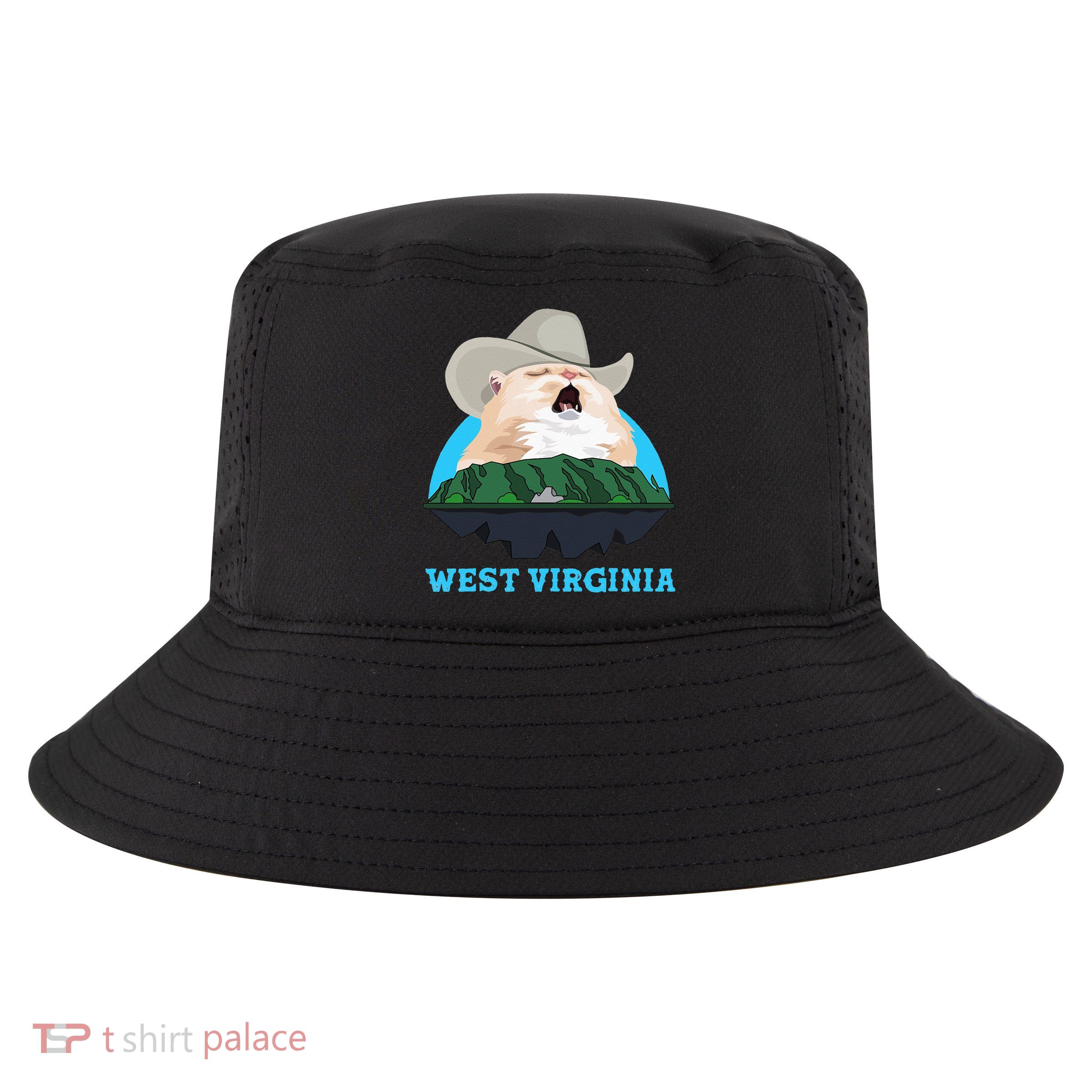 West Virginia Cowboy Cat Singing Meme Meowdy Cool Comfort Performance Bucket Hat
