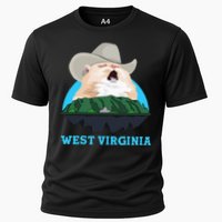 West Virginia Cowboy Cat Singing Meme Meowdy Cooling Performance Crew T-Shirt