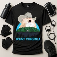 West Virginia Cowboy Cat Singing Meme Meowdy Cooling Performance Crew T-Shirt
