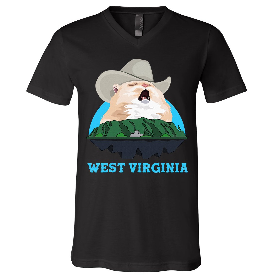 West Virginia Cowboy Cat Singing Meme Meowdy V-Neck T-Shirt