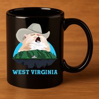 West Virginia Cowboy Cat Singing Meme Meowdy 11oz C Handle Ceramic Mug