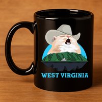 West Virginia Cowboy Cat Singing Meme Meowdy 11oz C Handle Ceramic Mug