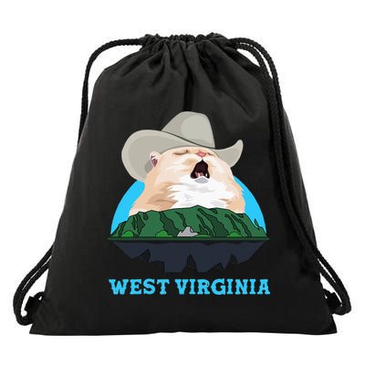 West Virginia Cowboy Cat Singing Meme Meowdy Drawstring Bag