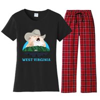 West Virginia Cowboy Cat Singing Meme Meowdy Women's Flannel Pajama Set