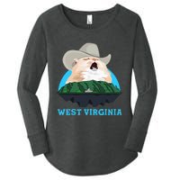 West Virginia Cowboy Cat Singing Meme Meowdy Women's Perfect Tri Tunic Long Sleeve Shirt