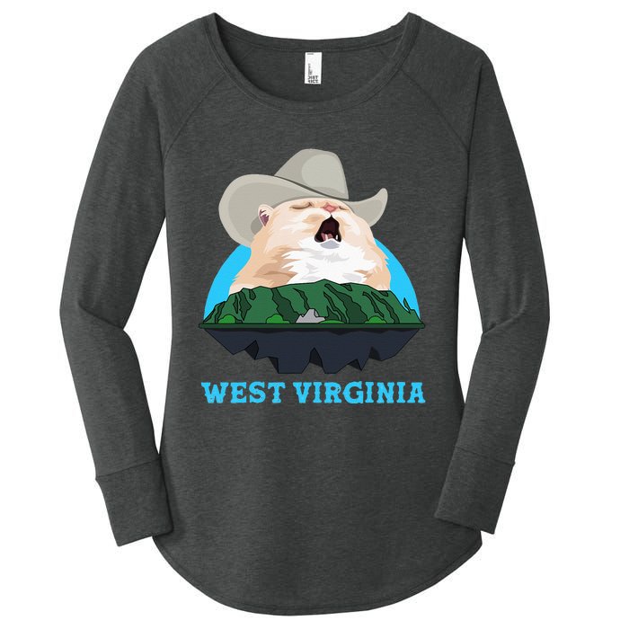 West Virginia Cowboy Cat Singing Meme Meowdy Women's Perfect Tri Tunic Long Sleeve Shirt