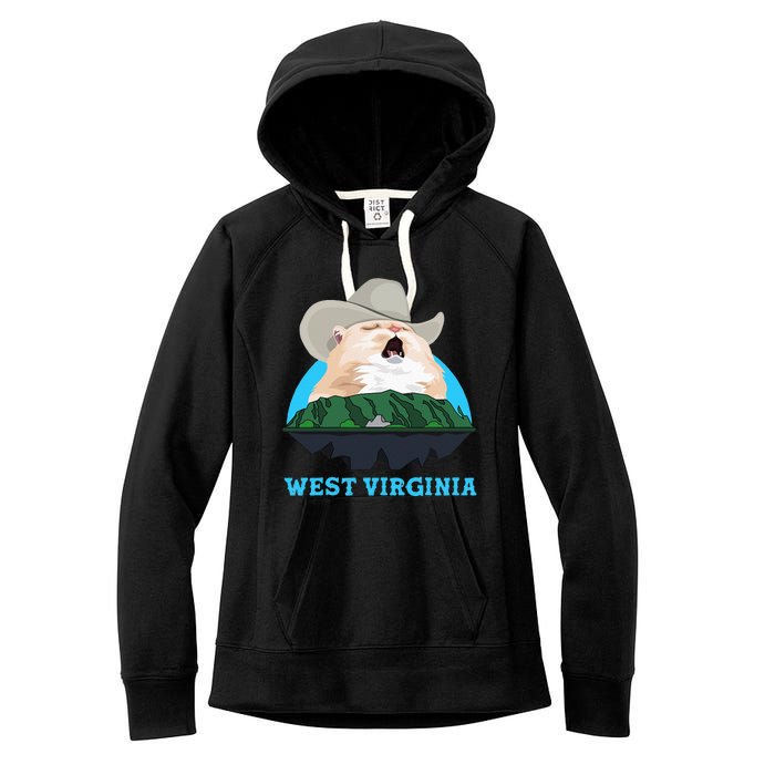 West Virginia Cowboy Cat Singing Meme Meowdy Women's Fleece Hoodie