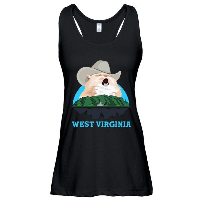 West Virginia Cowboy Cat Singing Meme Meowdy Ladies Essential Flowy Tank