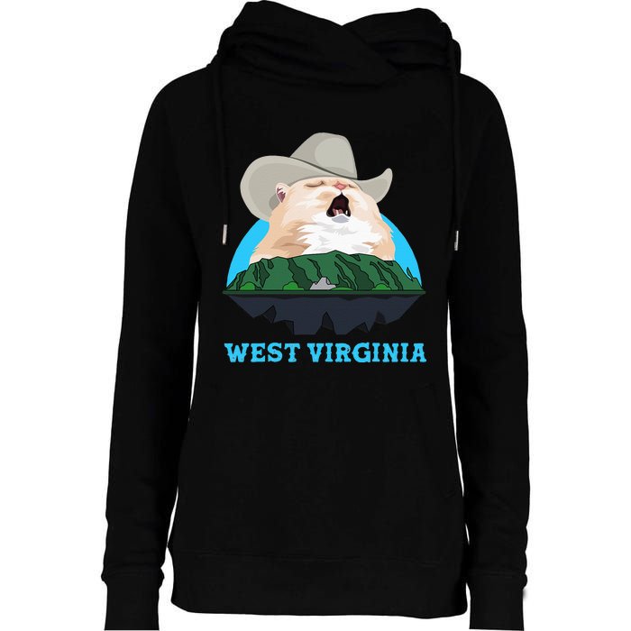 West Virginia Cowboy Cat Singing Meme Meowdy Womens Funnel Neck Pullover Hood