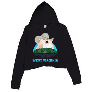 West Virginia Cowboy Cat Singing Meme Meowdy Crop Fleece Hoodie