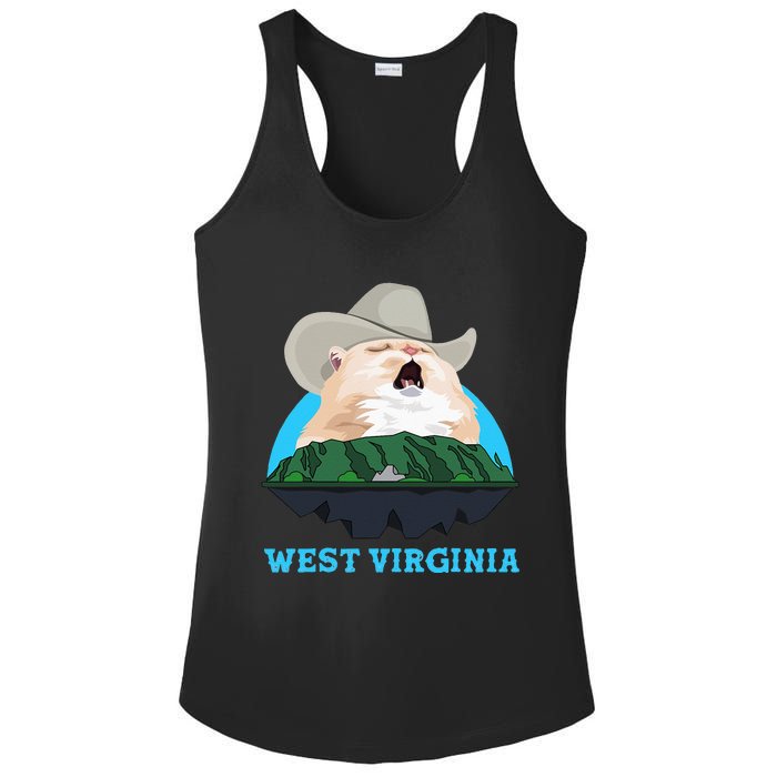 West Virginia Cowboy Cat Singing Meme Meowdy Ladies PosiCharge Competitor Racerback Tank