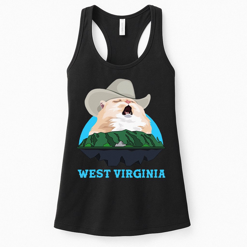 West Virginia Cowboy Cat Singing Meme Meowdy Womens Tank Top