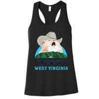 West Virginia Cowboy Cat Singing Meme Meowdy Women's Racerback Tank