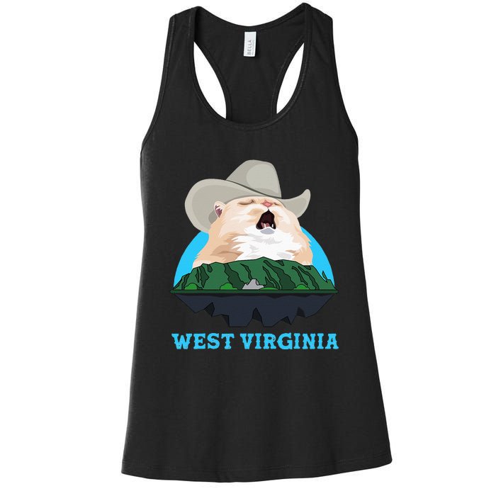 West Virginia Cowboy Cat Singing Meme Meowdy Women's Racerback Tank