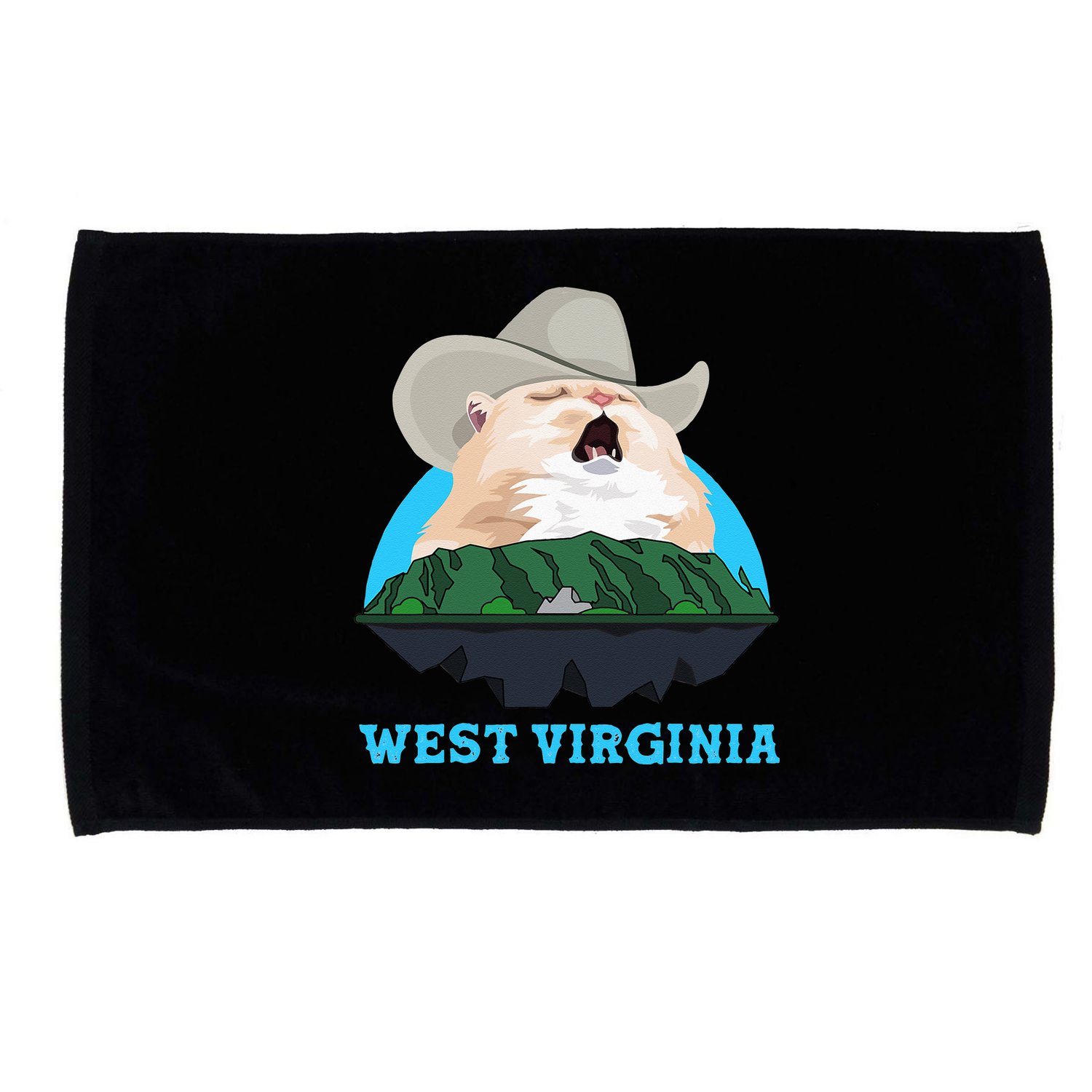 West Virginia Cowboy Cat Singing Meme Meowdy Microfiber Hand Towel