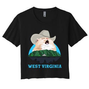 West Virginia Cowboy Cat Singing Meme Meowdy Women's Crop Top Tee