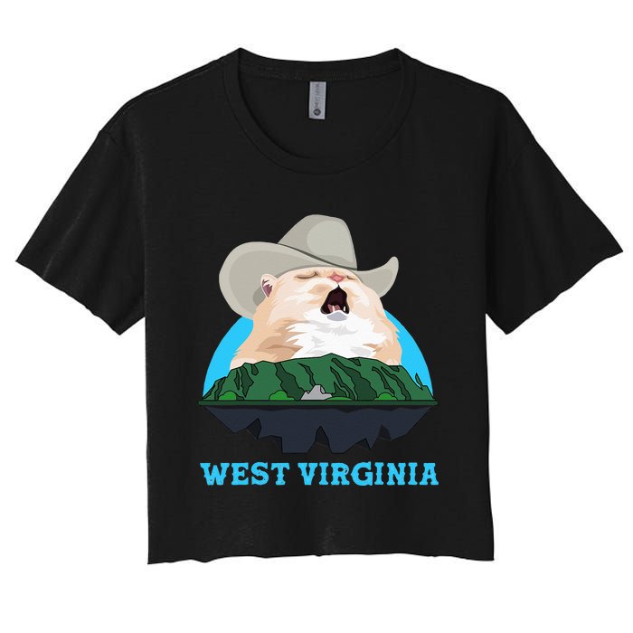 West Virginia Cowboy Cat Singing Meme Meowdy Women's Crop Top Tee