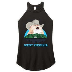 West Virginia Cowboy Cat Singing Meme Meowdy Women's Perfect Tri Rocker Tank