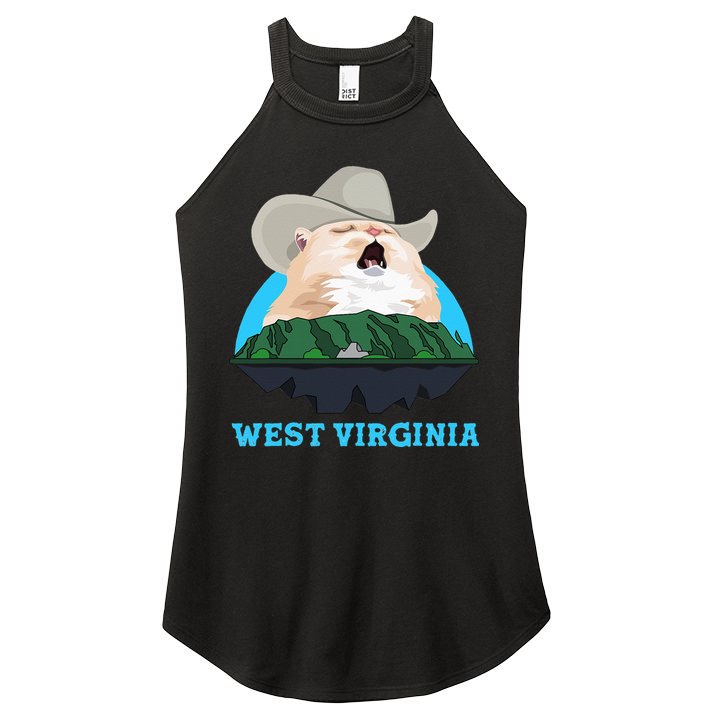 West Virginia Cowboy Cat Singing Meme Meowdy Women's Perfect Tri Rocker Tank