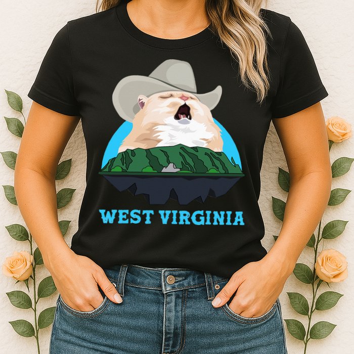West Virginia Cowboy Cat Singing Meme Meowdy Womens T-Shirt