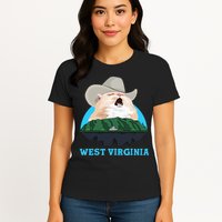 West Virginia Cowboy Cat Singing Meme Meowdy Womens T-Shirt