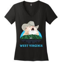 West Virginia Cowboy Cat Singing Meme Meowdy Women's V-Neck T-Shirt