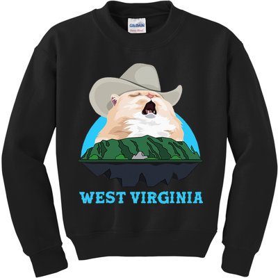West Virginia Cowboy Cat Singing Meme Meowdy Kids Sweatshirt