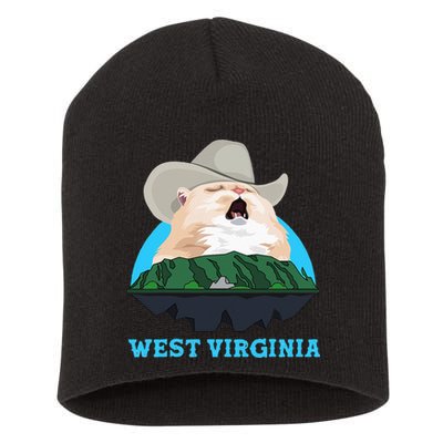 West Virginia Cowboy Cat Singing Meme Meowdy Short Acrylic Beanie
