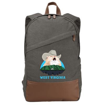 West Virginia Cowboy Cat Singing Meme Meowdy Cotton Canvas Backpack