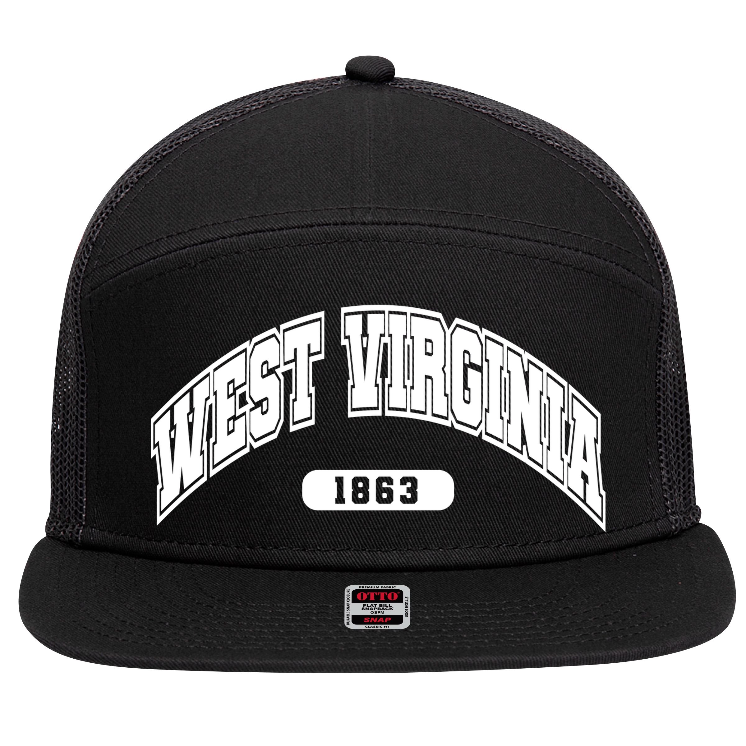 West Virginia Collegiate Style 1863 7 Panel Mesh Trucker Snapback Hat