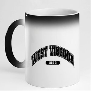 West Virginia Collegiate Style 1863 11oz Black Color Changing Mug