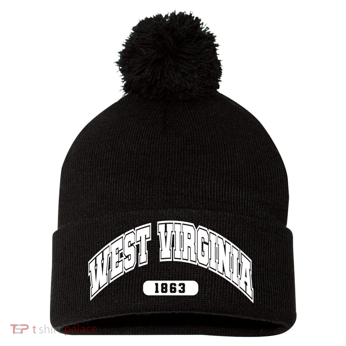 West Virginia Collegiate Style 1863 Pom Pom 12in Knit Beanie