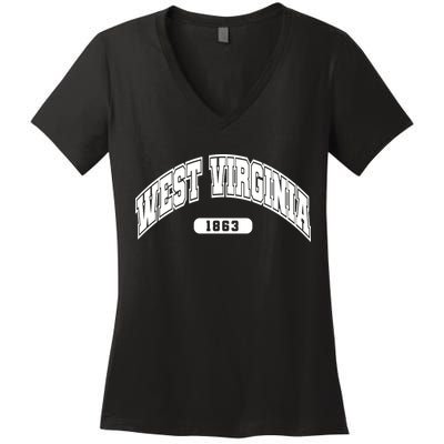 West Virginia Collegiate Style 1863 Women's V-Neck T-Shirt