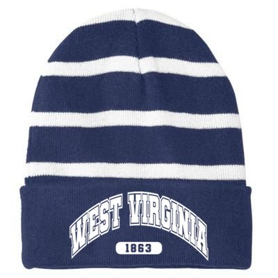 West Virginia Collegiate Style 1863 Striped Beanie with Solid Band