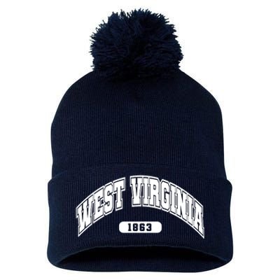 West Virginia Collegiate Style 1863 Pom Pom 12in Knit Beanie