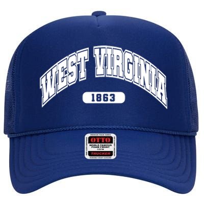 West Virginia Collegiate Style 1863 High Crown Mesh Back Trucker Hat