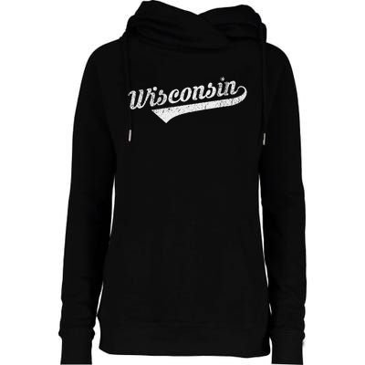 Wisconsin Vintage City Womens Funnel Neck Pullover Hood